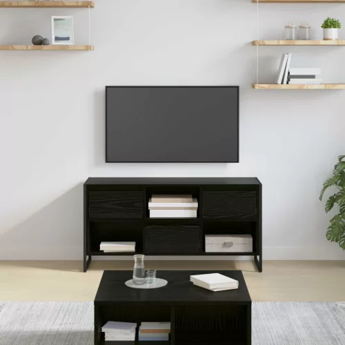 vidaXL TV szekrény fiókkal Fekete tölgy 100 x 36 x 49,5 cm Faanyag
