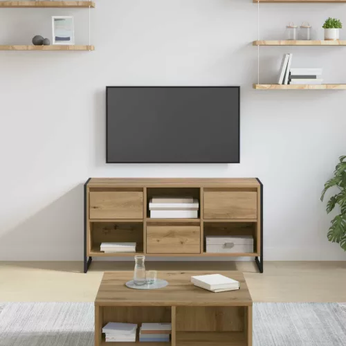 vidaXL TV szekrény fiókkal Művészi tölgy 100 x 36 x 49,5 cm Faanyag