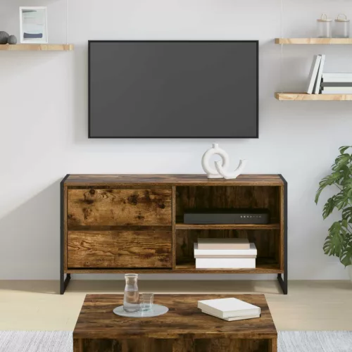 vidaXL TV szekrény fiókkal Füstös tölgy 100 x 36 x 49,5 cm Faanyag