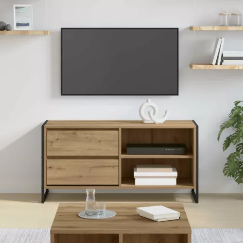 vidaXL TV szekrény fiókkal Művészi tölgy 100 x 36 x 49,5 cm Faanyag