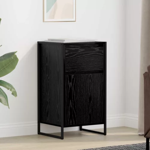 vidaXL Széf fiókkal Fekete tölgy 81 x 36 x 150.5 cm Faanyag