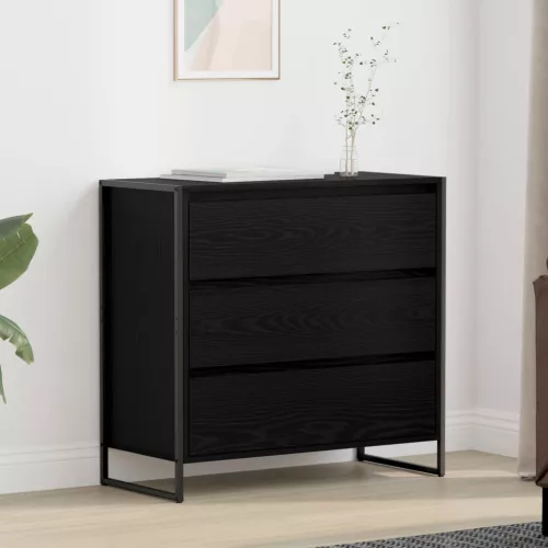 vidaXL Széf fiókkal Fekete tölgy 79 x 36 x 75.5 cm Faanyag