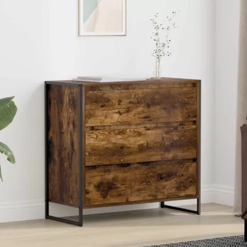 vidaXL Széf fiókkal Füstös tölgy 79 x 36 x 75.5 cm Faanyag