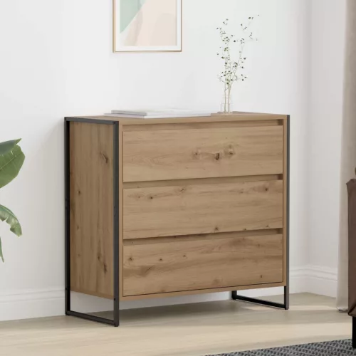 vidaXL Széf fiókkal Művészi tölgy 79 x 36 x 75.5 cm Faanyag