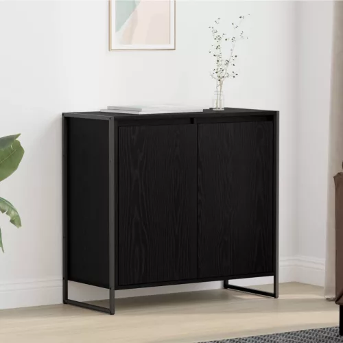 vidaXL Oldalsó szekrény Fekete tölgy 79 x 36 x 75 cm Faanyag