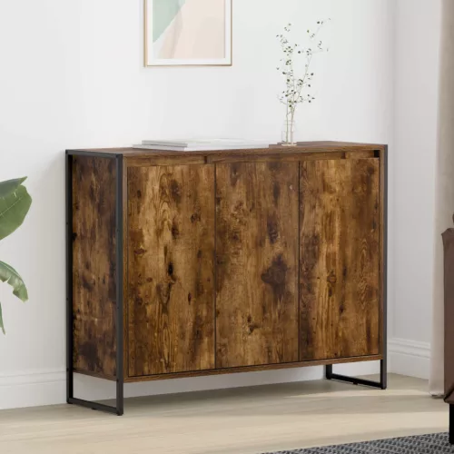 vidaXL Oldalsó szekrény Füstös tölgy 96,5 x 30 x 75 cm Faanyag