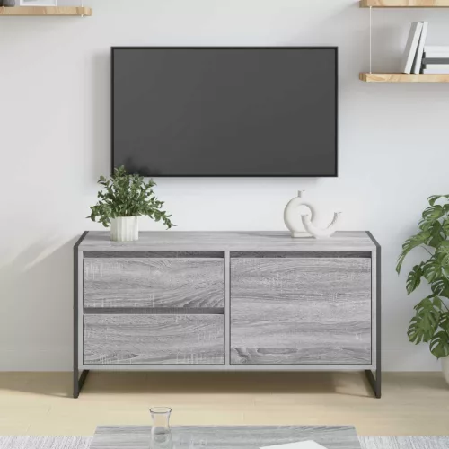 vidaXL TV szekrény fiókkal Szürke Sonoma 100 x 36 x 49.5 cm Faanyag
