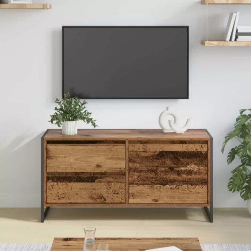 vidaXL TV szekrény fiókkal Öreg fa 100 x 36 x 49.5 cm Faanyag