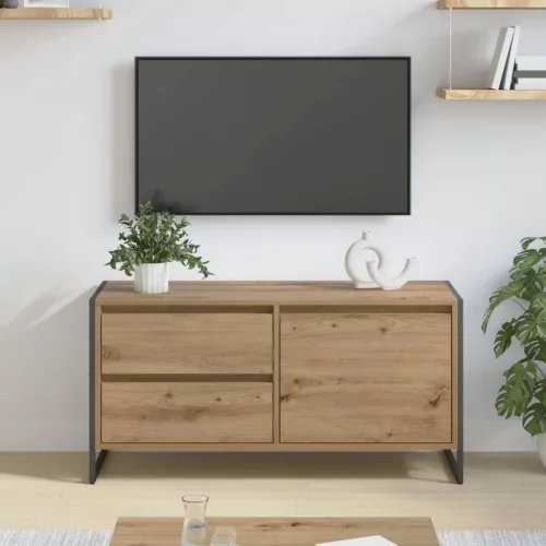 vidaXL TV szekrény fiókkal Művészi tölgy 100 x 36 x 49.5 cm Faanyag