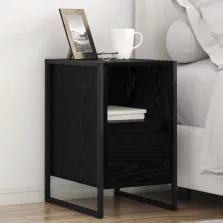   vidaXL Éjjeli asztal fiókkal Fekete tölgy 39,5 x 30 x 50 cm Faanyag