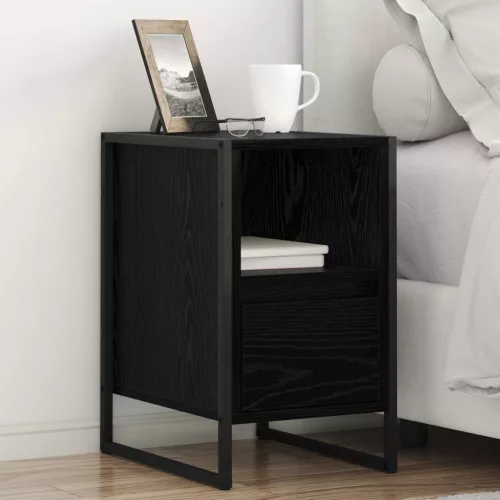 vidaXL Éjjeli asztal fiókkal Fekete tölgy 39,5 x 30 x 50 cm Faanyag