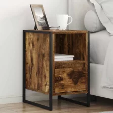   vidaXL Éjjeli asztal fiókkal Füstös tölgy 39,5 x 30 x 50 cm Faanyag