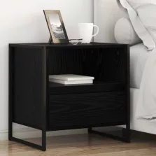   vidaXL Éjjeli asztal fiókkal Fekete tölgy 50 x 39,5 x 50 cm Faanyag