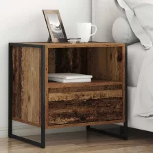   vidaXL Éjjeli asztal fiókkal Öreg fa 50 x 39,5 x 50 cm Faanyag