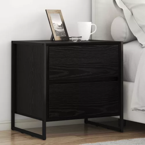 vidaXL Éjjeli asztal fiókkal Fekete tölgy 50 x 39.5 x 50 cm Faanyag