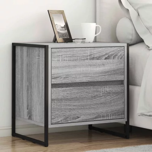 vidaXL Éjjeli asztal fiókkal Szürke Sonoma 50 x 39.5 x 50 cm Faanyag