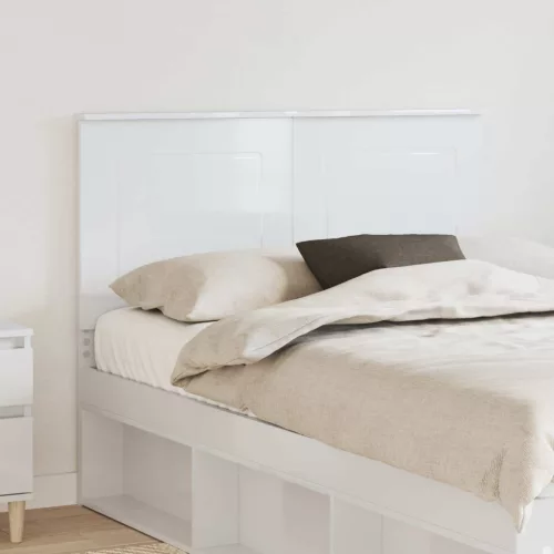 vidaXL Fejtámla fejtámlával Fényes Fehér 135 cm Faanyag