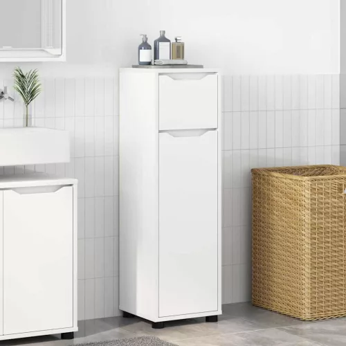 vidaXL Fürdőszoba Székény fiókkal Fehér 30,5 x 30 x 101 cm Faanyag