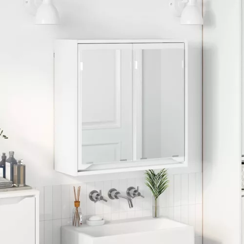 vidaXL Fürdőszobai tükörszekrény ajtóval Fehér 60 x 20 x 60 cm Faanyag