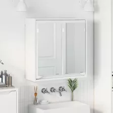   vidaXL Fürdőszobai tükörszekrény Magas Fényű Fehér 60 x 20 x 60 cm