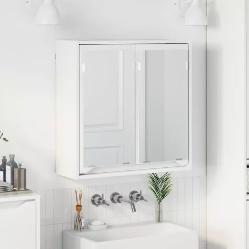 vidaXL Fürdőszobai tükörszekrény Magas Fényű Fehér 60 x 20 x 60 cm