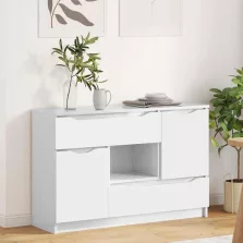   vidaXL Széf fiókkal Magas Fényű Fehér 100 x 30 x 65,6 Faanyag