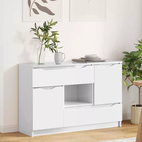 vidaXL Széf fiókkal Magas Fényű Fehér 100 x 30 x 65,6 Faanyag
