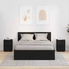   vidaXL Éjjeliszekrények fiókkal 2 pcs Fekete 30,5 x 30 x 43 cm Faanyag