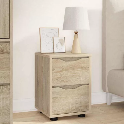 vidaXL Éjjeli asztal fiókkal Sonoma tölgy 30,5 x 30 x 43 cm Faanyag