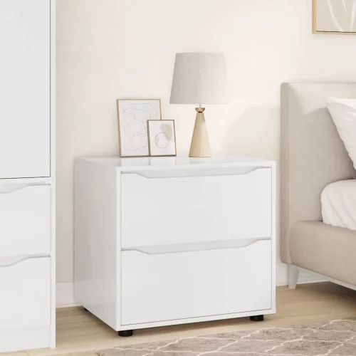 vidaXL Tárolószekrény Magas Fényű Fehér 60 x 48 x 57 cm Faanyag
