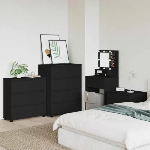 vidaXL Tárolószekrény Fekete 80 x 31 x 81 cm Faanyag