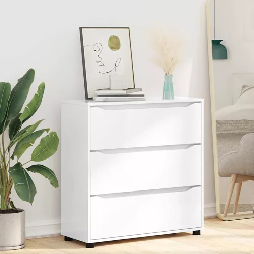 vidaXL Tárolószekrény Magas Fényű Fehér 80 x 31 x 81 cm Faanyag