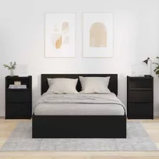   vidaXL Éjjeliszekrények fiókkal 2 pcs Fekete 40 x 30 x 467 cm Faanyag