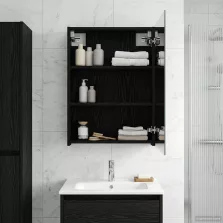   vidaXL Fürdőszobai tükörszekrény Fekete tölgy 50 x 14,5 x 70 cm