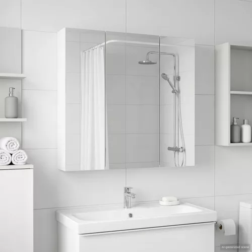 vidaXL Fürdőszobai tükörszekrény Fehér 70 x 14,5 x 70 cm Faanyag