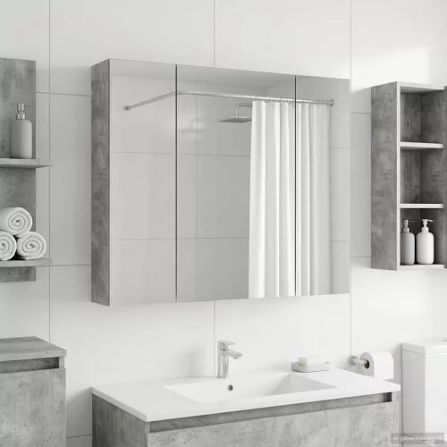 vidaXL Fürdőszobai tükörszekrény Beton Szürke 80 x 14.5 x 70 cm