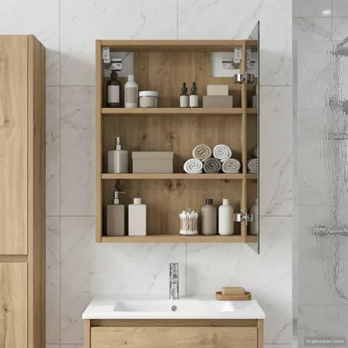 vidaXL Fürdőszobai tükörszekrény Művészi tölgy 43 x 16 x 62.5 cm