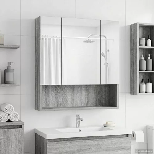 vidaXL Fürdőszobai tükörszekrény Szürke Sonoma 60 x 14.5 x 70 cm