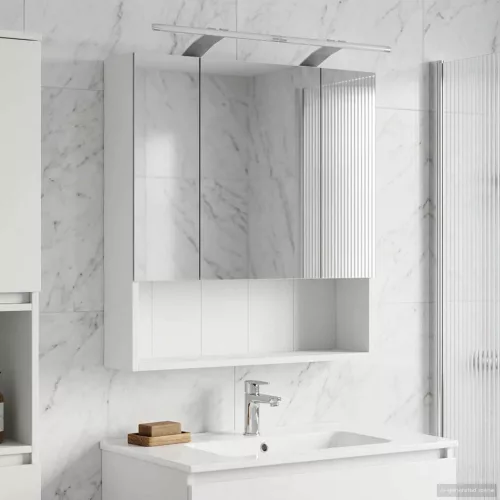 vidaXL Fürdőszobai tükörszekrény Fehér 60 x 14.5 x 70 cm Faanyag