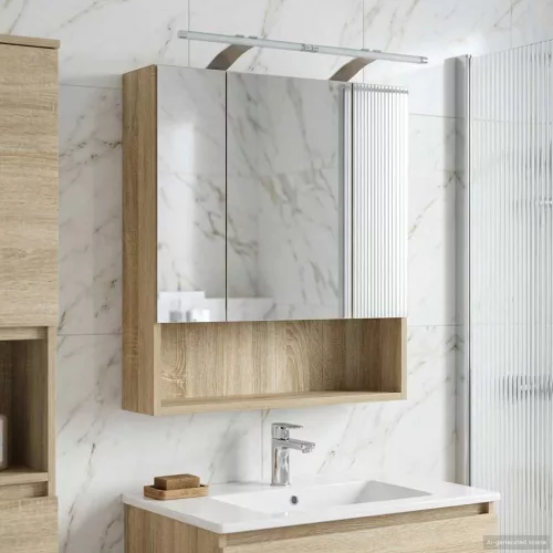 vidaXL Fürdőszobai tükörszekrény Sonoma tölgy 60 x 14.5 x 70 cm