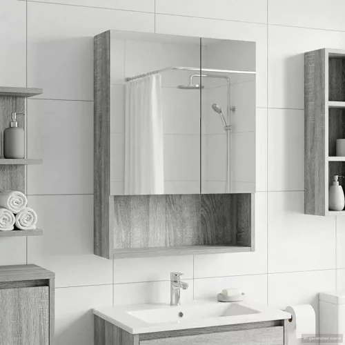 vidaXL Fürdőszobai tükörszekrény Szürke Sonoma 50 x 14,5 x 70 cm