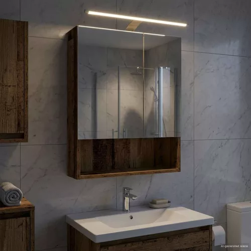 vidaXL Fürdőszobai tükörszekrény Öreg fa 50 x 14,5 x 70 cm Faanyag