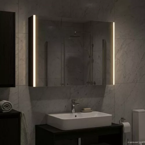vidaXL Fürdőszobai tükörszekrény Fekete tölgy 103,5 x 15,5 x 70 cm