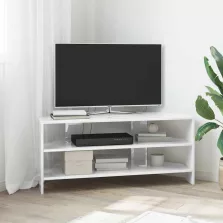   vidaXL SarokTVSzekrény Magas fényű Fehér 102x40,5x45cm Faanyag