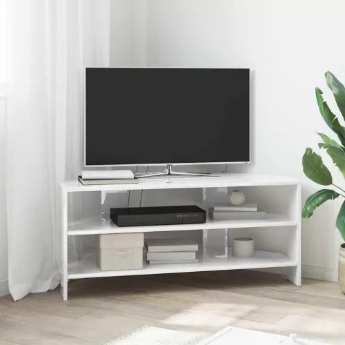 vidaXL SarokTVSzekrény Magas fényű Fehér 102x40,5x45cm Faanyag