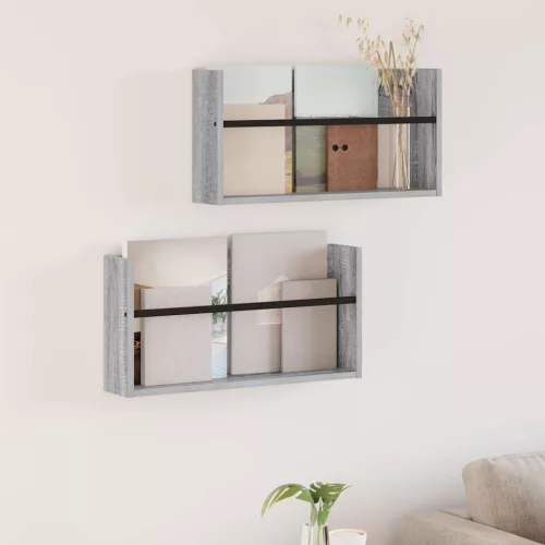 vidaXL Magazin állvány 2 pcs Szürke Sonoma 60 x 12 x 30 cm Faanyag