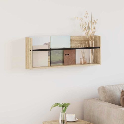 vidaXL Magazin állvány polcokkal Sonoma tölgy 80 x 12 x 30 cm Faanyag