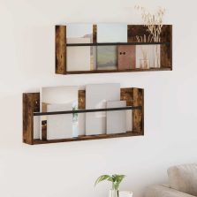   vidaXL Magazin állvány 2 pcs Füstölt tölgy 80 x 12 x 30 cm Faanyag