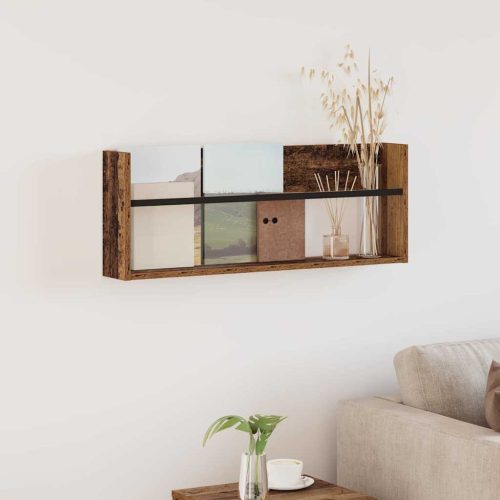 vidaXL Magazin állvány polcokkal Öreg fa 80 x 12 x 30 cm Faanyag