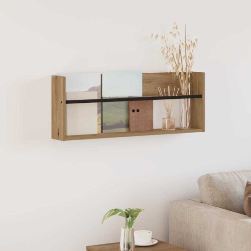 vidaXL Magazin állvány polcokkal Artisan tölgy 80 x 12 x 30 cm Faanyag